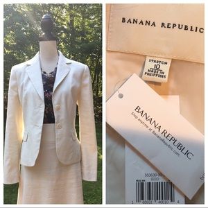 BANANA REPUBLIC Ivory Summer Peplum Blazer-10-NEW
